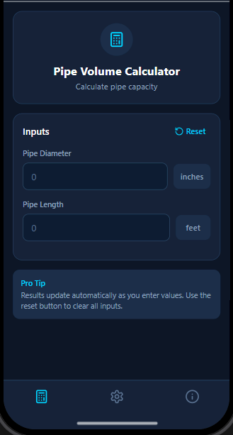 Pipe Volume Calculator screenshot